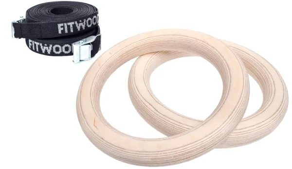 FitWood ULPU MINI Turnringe 28mm - Holzoberfläche / Schwarzer Gurt