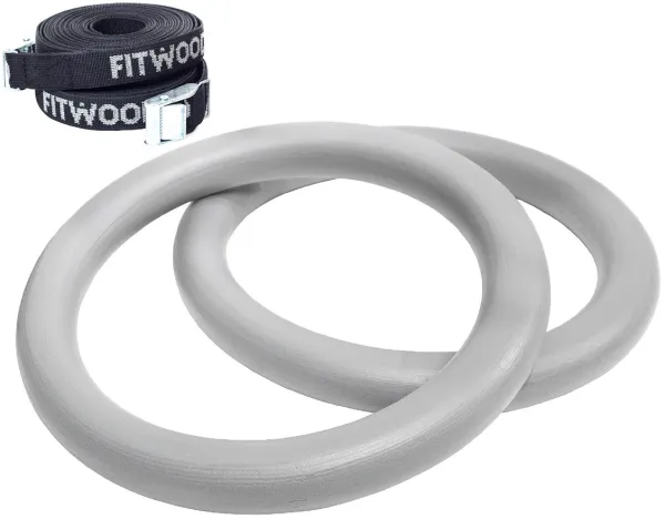FitWood ULPU MINI Turnringe 28mm - Graue Oberfläche / Schwarzer Gurt