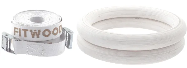 FitWood ULPU Gymnastikringe 28mm - Glazing-Oberfläche / Weißer Gurt