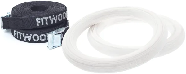 FitWood ULPU MINI Turnringe 28mm - Weiße Oberfläche / Schwarzer Gurt