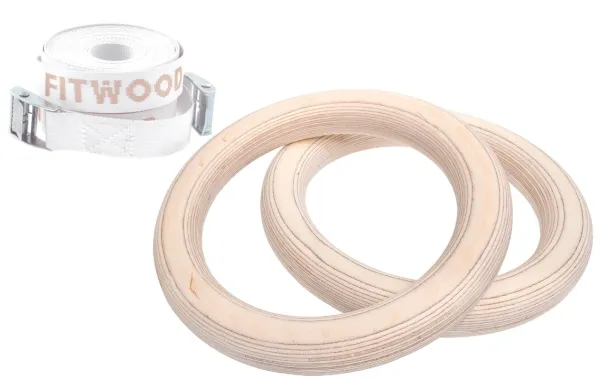 FitWood ULPU MINI Turnringe 28mm - Holzoberfläche / Weißer Gurt